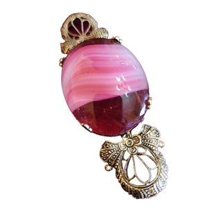 Vintage Porphyry Glass and Brass Brooch (A2244)